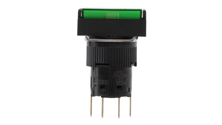 Pulsante DPDT luminoso verde Schneider Electric XB6EDW3B2P, montaggio a pannello, grado di protezione IP65, LED integrato.