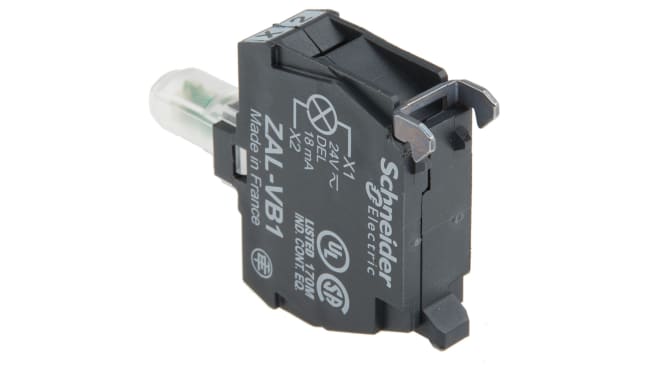 Blocco luminoso LED universale bianco 24V Schneider Electric ZALVB1 - Ideale per automazione industriale, alta visibilità e durata 100.000 ore.