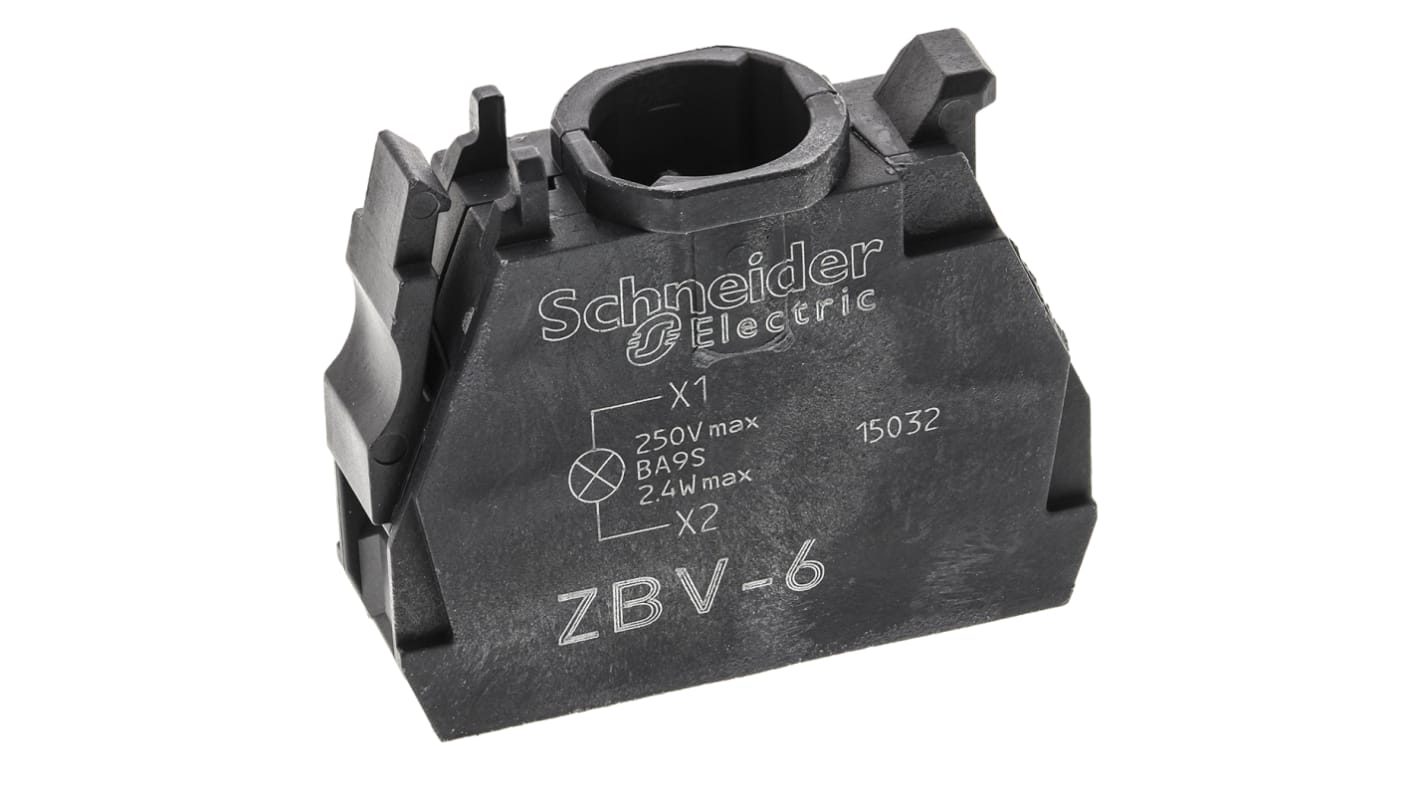 Blocco luci incandescenza Schneider Electric ZBV6 per serie Harmony XB4, 250V, terminali a vite. Alta affidabilità e prestazioni per luci pilota.