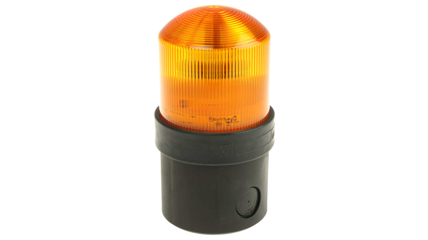 Segnalatore Lampeggiante LED Ambra 24V ca/cc - Schneider Electric XVBL1B5 - IP65, 70mm, montaggio su base. Ideale per segnalazioni potenti a lunga distanza.