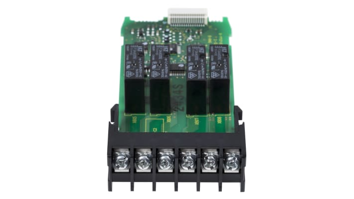 Modulo a relè Omron K34-C2, dimensioni 101,2x112x48 mm, alimentazione 10 V c.c., compatibile con strumenti K3HB. Grado di protezione IP66.