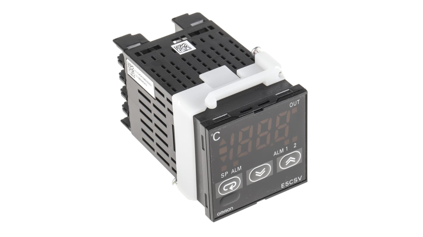 Termoregolatore PID Omron E5CSV-Q1T-500, 48x48 mm, alimentazione 100-240 V, montaggio a pannello, gamma -99 a +1700 °C.