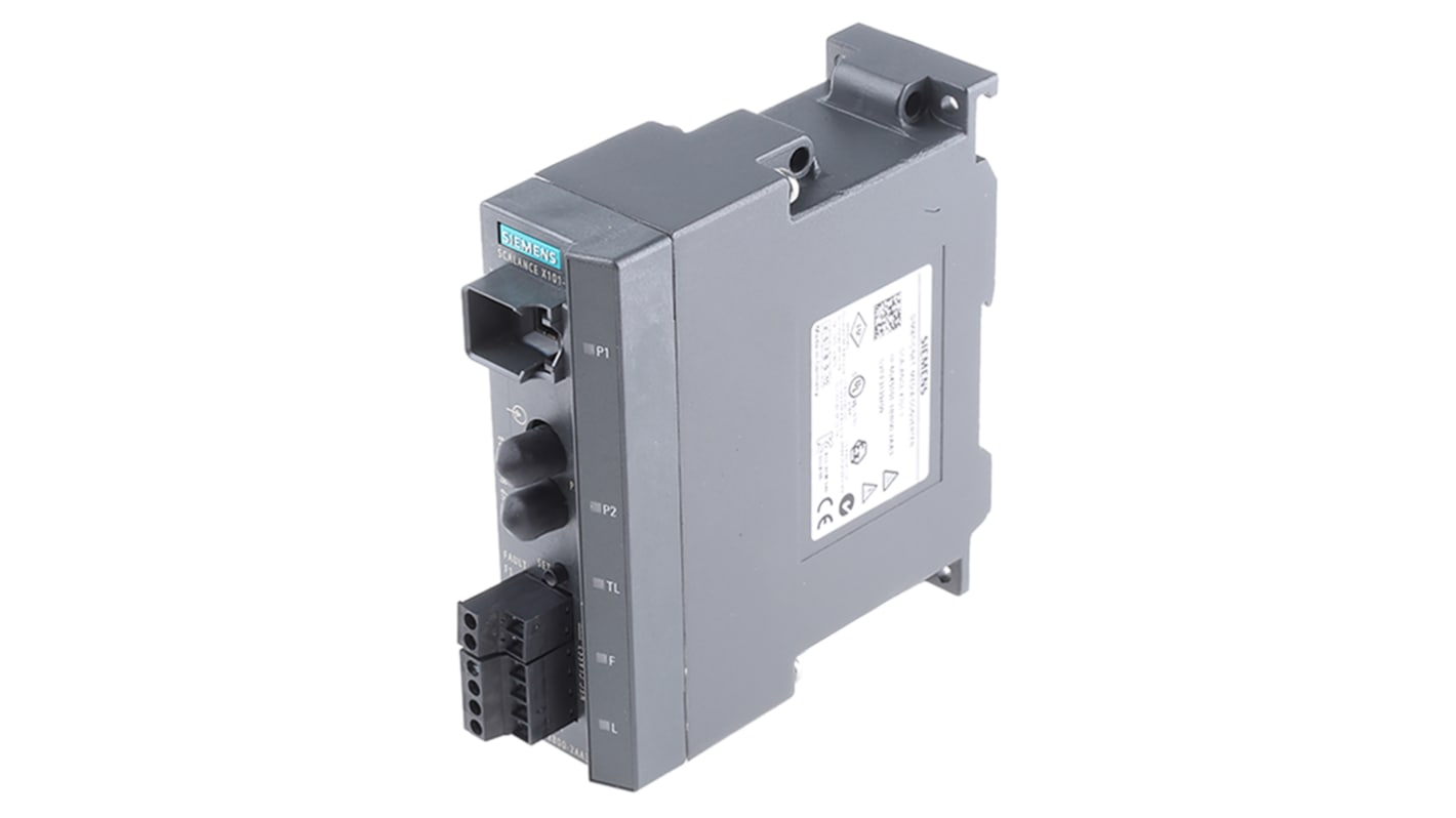 Siemens 6GK5101-1BB00-2AA3, modulo LAN SCALANCE con 1 porta RJ45, montaggio su guida, dimensioni 125 x 40 x 124 mm.