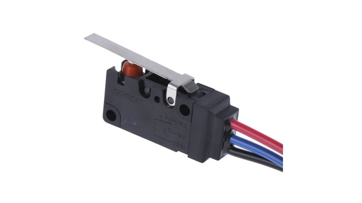 Microinterruttore Omron D2VW-5L1-1M(D)(CHN) SPDT pre-cablato, grado di protezione IP67, attuatore a leva, 5 A a 250 V c.a.