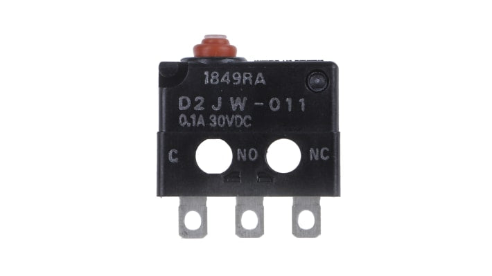 Microinterruttore Omron D2JW-011 SPDT a saldare, grado di protezione IP67, attuatore a pulsante, corrente 100 mA.