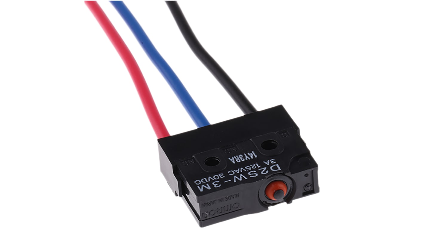Microinterruttore Omron D2SW-3M SPDT pre-cablato, grado di protezione IP67, corrente nominale 3 A a 30 V c.c.