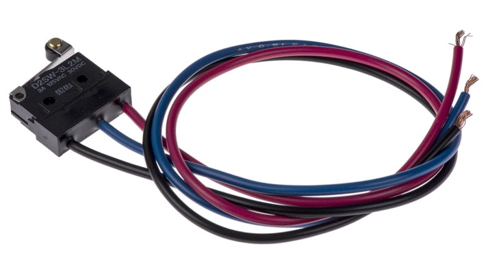Microinterruttore SPDT pre-cablato Omron D2SW-3L2M, grado di protezione IP67, corrente nominale 3 A a 30 V c.c.
