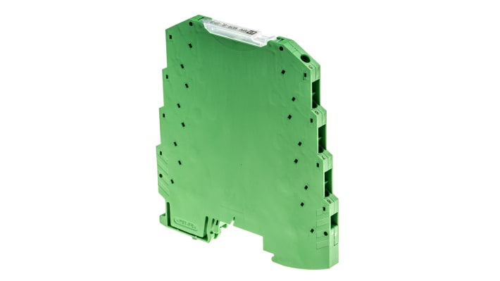 Condizionatore di segnale Phoenix Contact, 1 canale, ingresso 0-10 V, montaggio su guida DIN, dimensioni 6,2 x 93,1 x 101,2 mm.