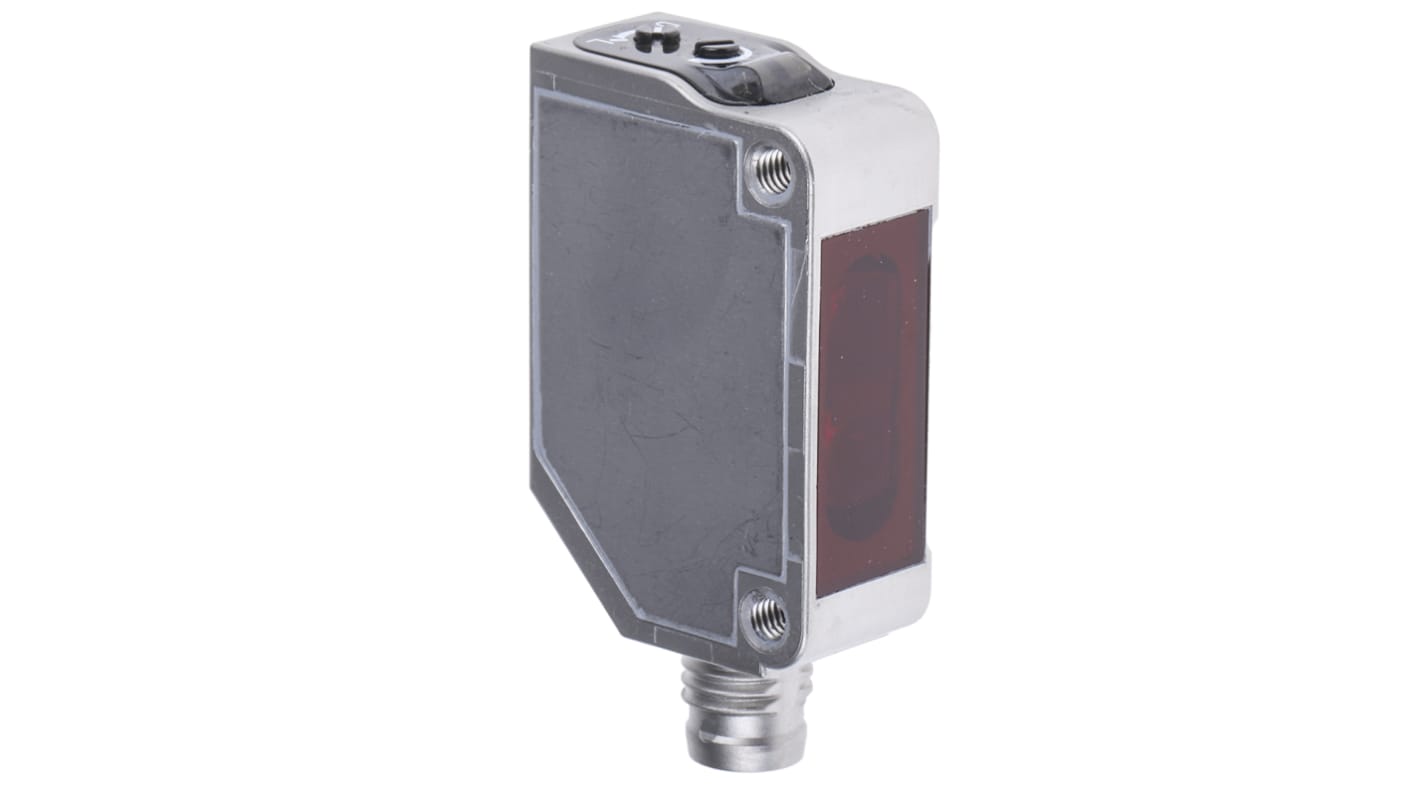 Omron E3ZM-R86, sensore fotoelettrico rettangolare a retroriflessione, rilevamento 100 mm a 4 m, custodia in acciaio inox, IP67/IP69K.