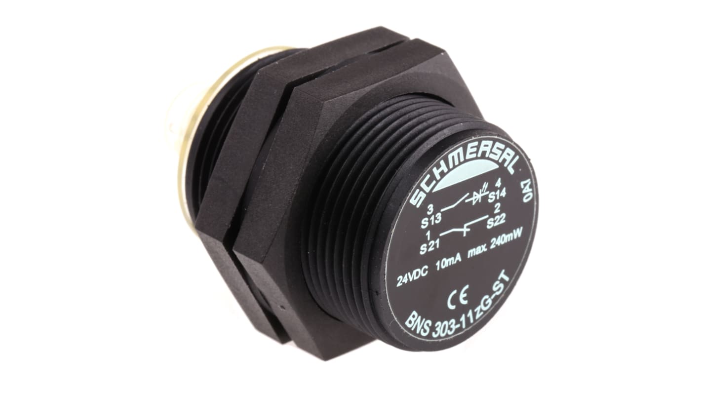 Interruttore di sicurezza Schmersal BNS 303-11ZG-ST, magnetico, 24V cc, IP67, M12, diametro 30 mm, lunghezza 44 mm.