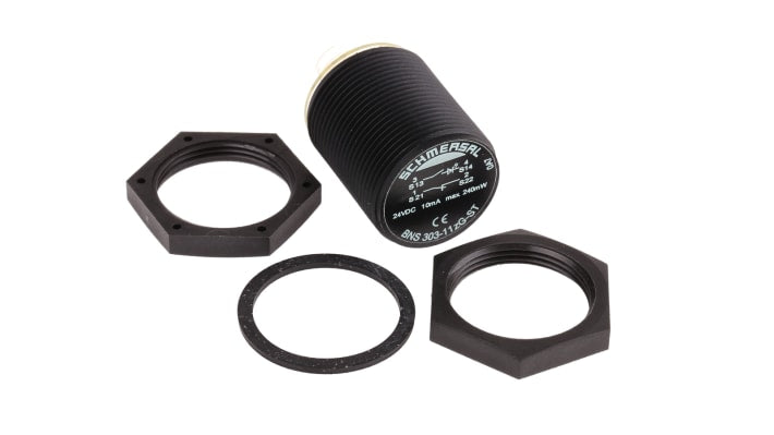Interruttore di sicurezza Schmersal BNS 303-11ZG-ST, magnetico, 24V cc, IP67, M12, diametro 30 mm, lunghezza 44 mm.