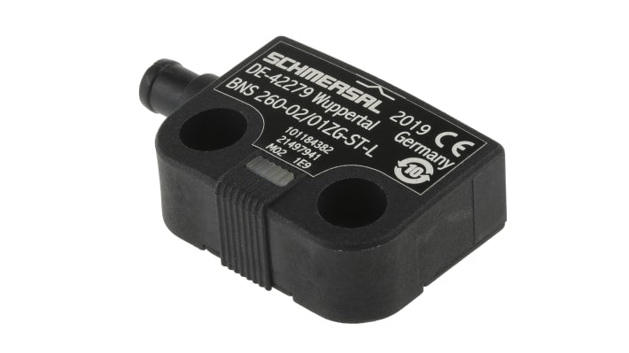 Interruttore di sicurezza Schmersal BNS 260-02/01ZG-ST-L, M8, 24V cc, grado di protezione IP67, dimensioni 52mm x 36mm x 13mm.