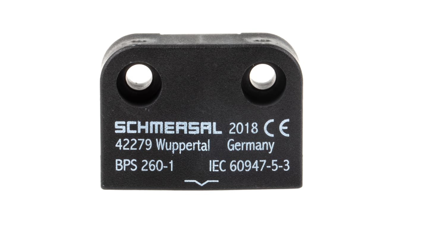 Attuatore Schmersal BPS 260-1, design compatto 13 x 26 x 36 mm, grado di protezione IP67, montaggio a porta, corrente 400 mA.