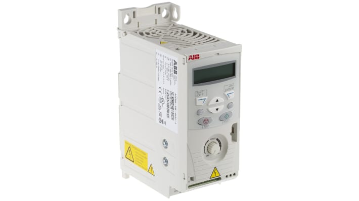 Inverter ABB ACS150-03E-01A2-4 trifase, potenza 0,37 kW, dimensioni 70 x 142 x 239 mm, grado di protezione IP20.