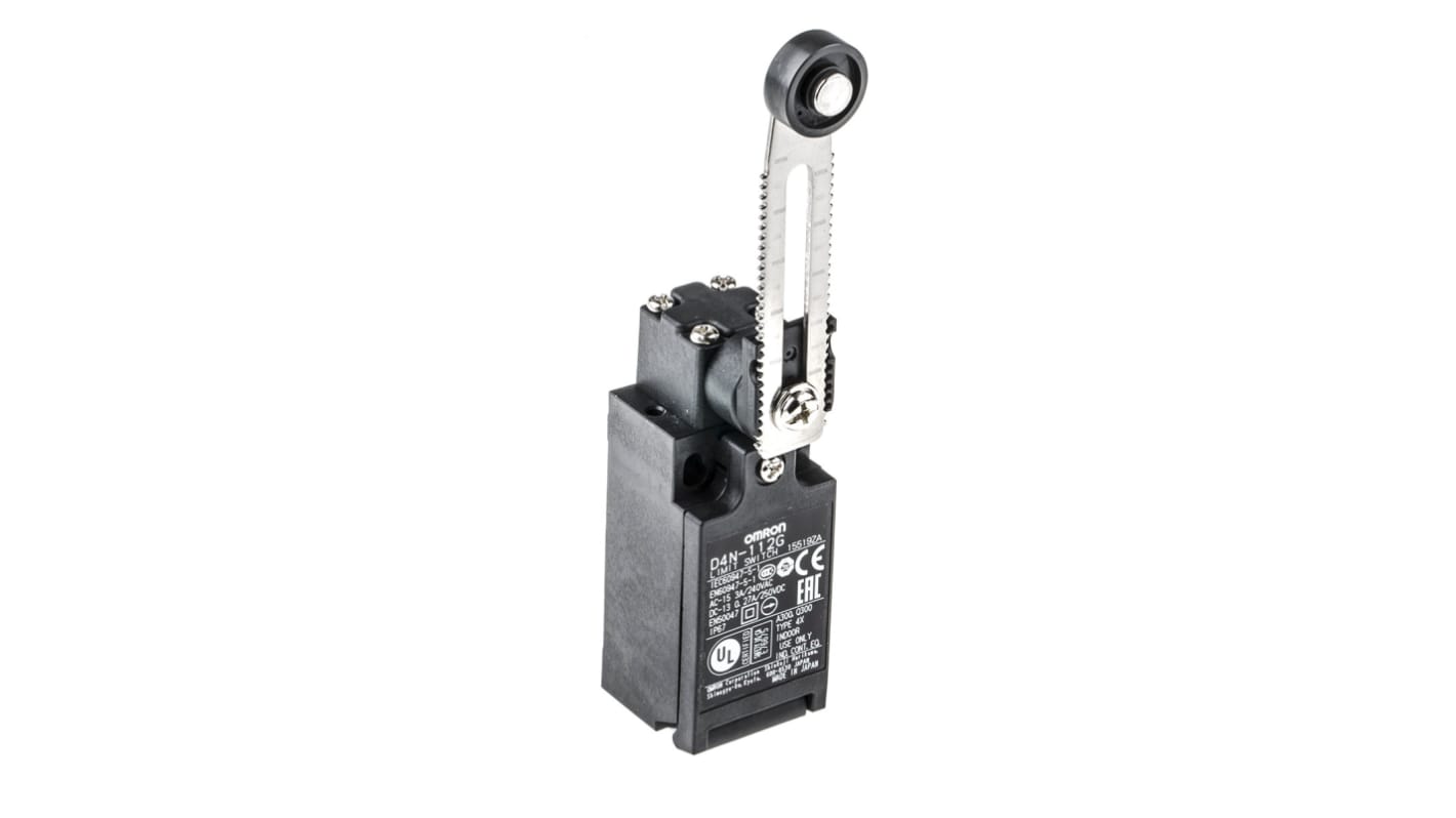 Interruttore di interblocco Omron D4N-112G, leva a rullo IP67, dimensioni 73 x 31 x 45 mm, azione rapida, resistente a urti.