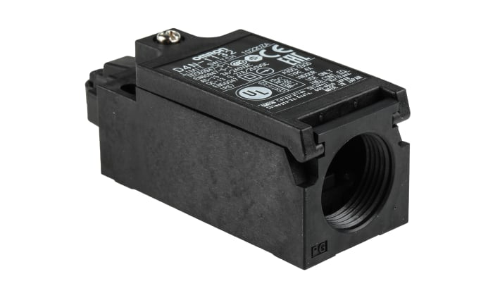 Interruttore di interblocco Omron D4N1132, tasto a rotella, protezione IP67, dimensioni 83,6 x 31 x 31,5 mm.