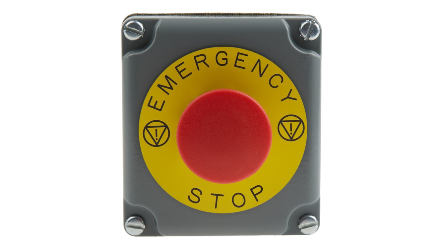 Pulsante di arresto di emergenza Schneider Electric, serie Harmony 9001K, montaggio superficiale, contatto 1NC, IP66, altezza 92 mm.