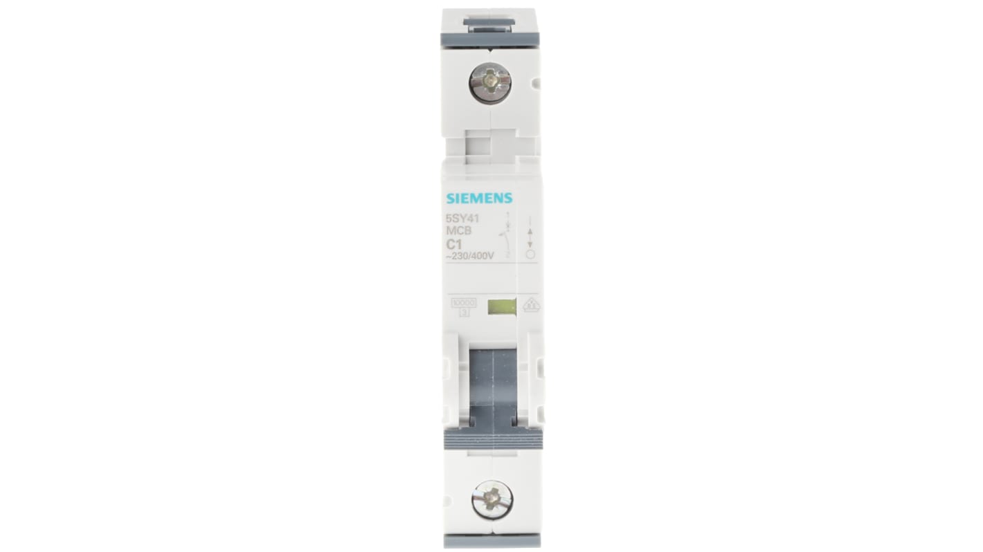 Interruttore magnetotermico Siemens 5SY4101-7, 1P 1A 10 kA, Tipo C, Serie 5SY4 - Foratura automatica, curve B, C e D. Ideale per applicazioni industriali e residenziali.