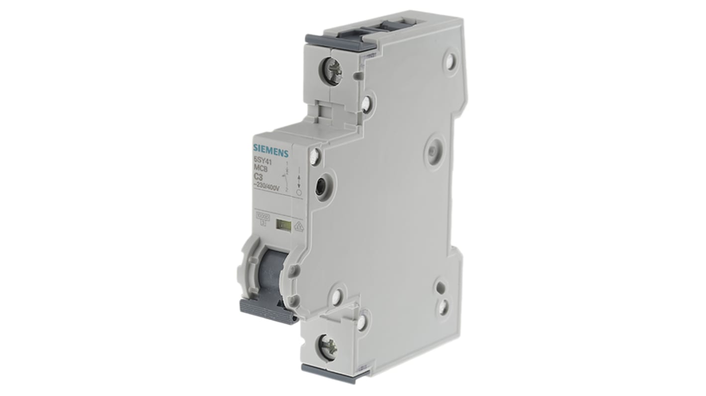 Interruttore magnetotermico Siemens 5SY4103-7, 1P 3A 10 kA, Tipo C. Ideale per installazioni residenziali e industriali, montaggio su guida DIN.