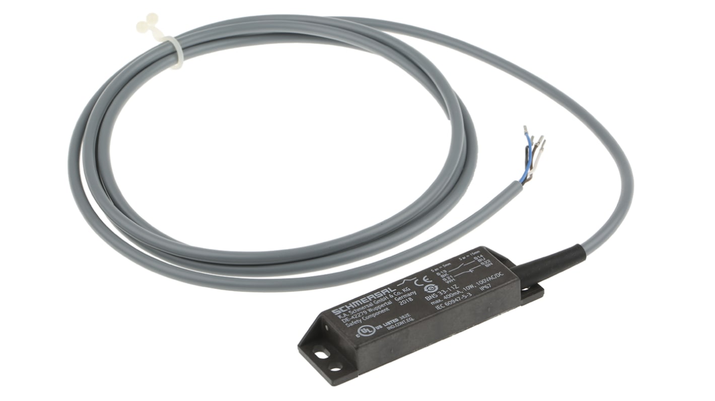 Interruttore di sicurezza Schmersal BNS 33-11Z-2M, magnetico, IP67, dimensioni 88mm x 25mm x 13mm, montaggio insensibile al disallineamento.