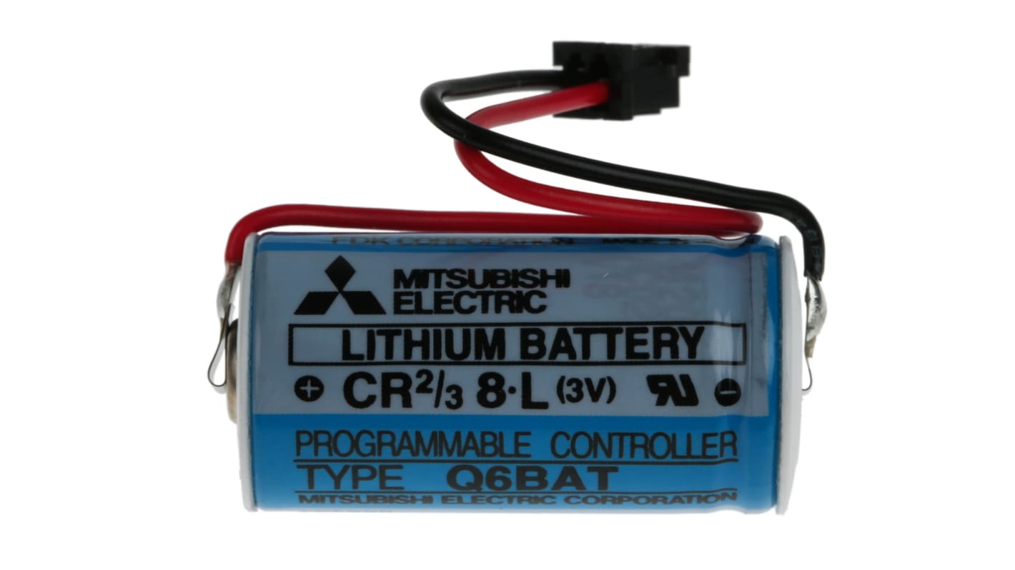 Alimentatore PLC Mitsubishi Electric Q6-BAT, batteria litio 3V, capacità 1800mAh, per automazione industriale.