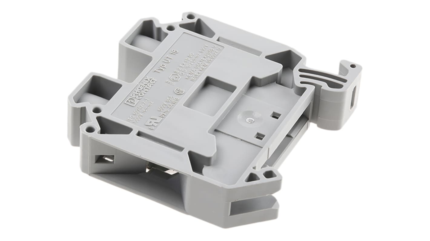 Morsettiera passante Phoenix Contact 3044199 UT 16, 8 kV, collegamenti a vite, grigio. Resistente sovratensioni, ideale per applicazioni industriali.