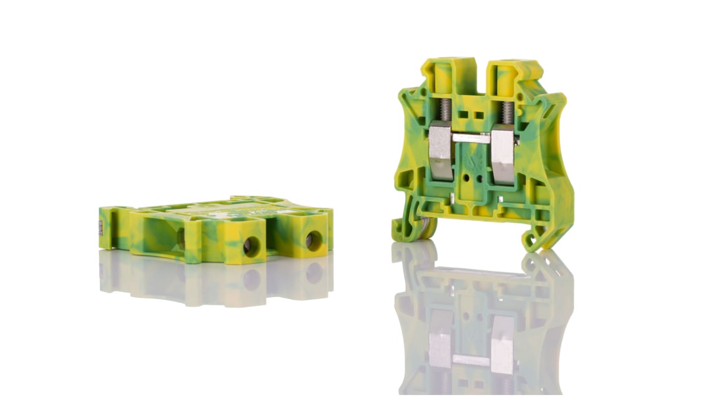 Morsettiera DIN Phoenix Contact 3044173 Verde/Giallo 76A, UT 10-PE - Sicura messa a terra per guida DIN, resistente agli urti e certificata ATEX. Compatibile con cavi 0,5-16 mm².