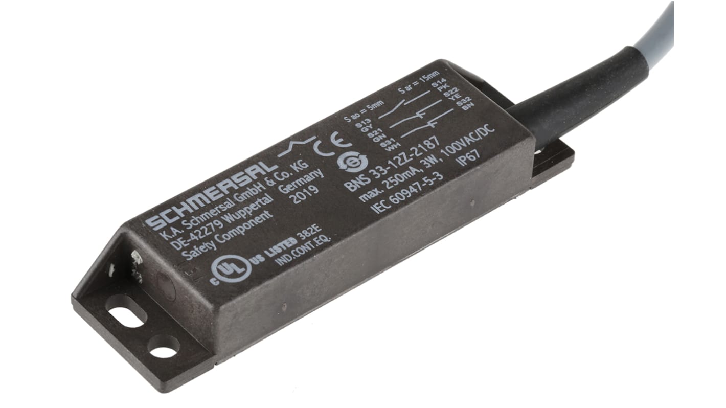 Interruttore di sicurezza Schmersal BNS 33-12Z-2187-2M, magnetico, IP67, montaggio a scomparsa, dimensioni 88x50x13mm.