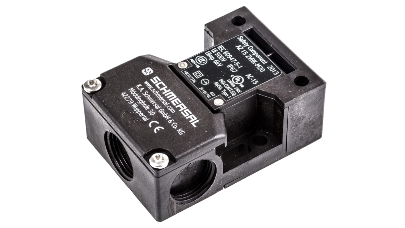 Interruttore di interblocco di sicurezza Schmersal AZ15ZVRK-M20, 1NC, IP67, dimensioni 30x52x75 mm, adatto per ambienti pericolosi.