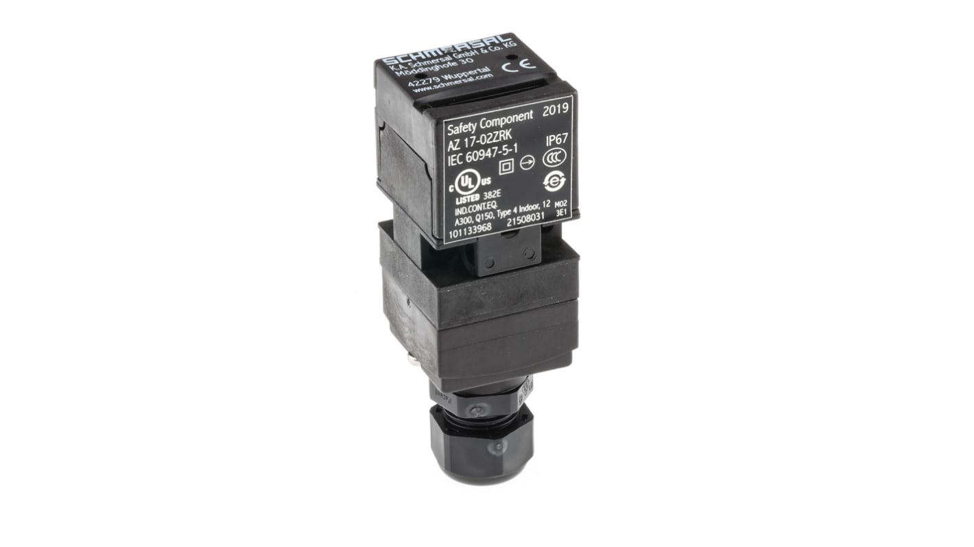 Interruttore di interblocco di sicurezza Schmersal AZ 17-02ZRK, 2NC, protezione IP67, dimensioni 85x30x30mm, tensione 230V.