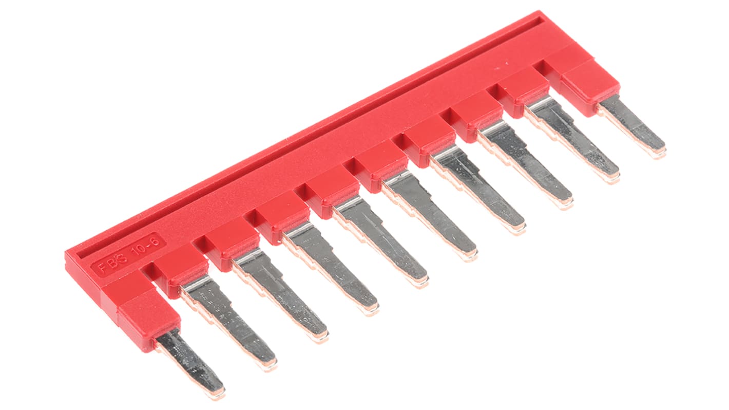 Barra di distribuzione Phoenix Contact FBS 10-6 (3030271) - 10 posizioni, passo 6,2mm, corrente 32A, isolamento poliammide. Ideale per applicazioni industriali.