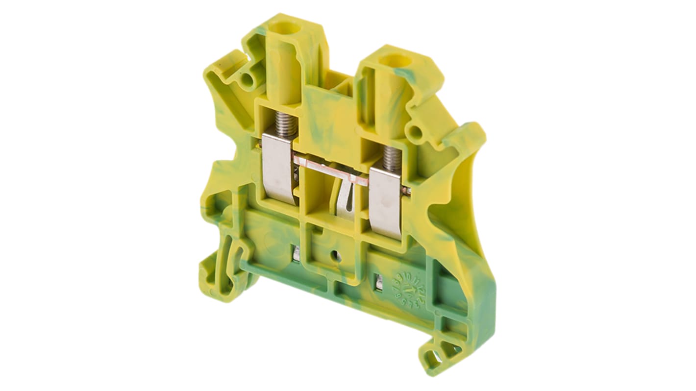 Morsettiera di terra Phoenix Contact UT4-PE 3044128, verde/giallo, 0,6-0,8 Nm, 1,02 W - Protezione da sovracorrenti su guida DIN, certificata ATEX.