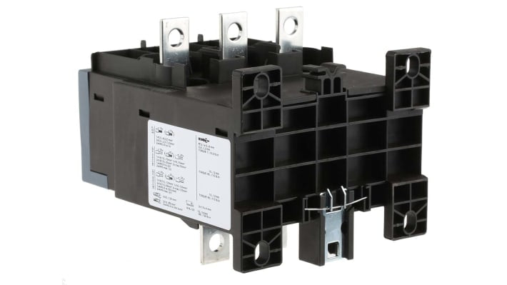 Relè di sovraccarico Siemens 3RB2056-1FC2, 3 poli, carico 50-200 A, montaggio diretto, dimensioni 119 x 120 x 155 mm.