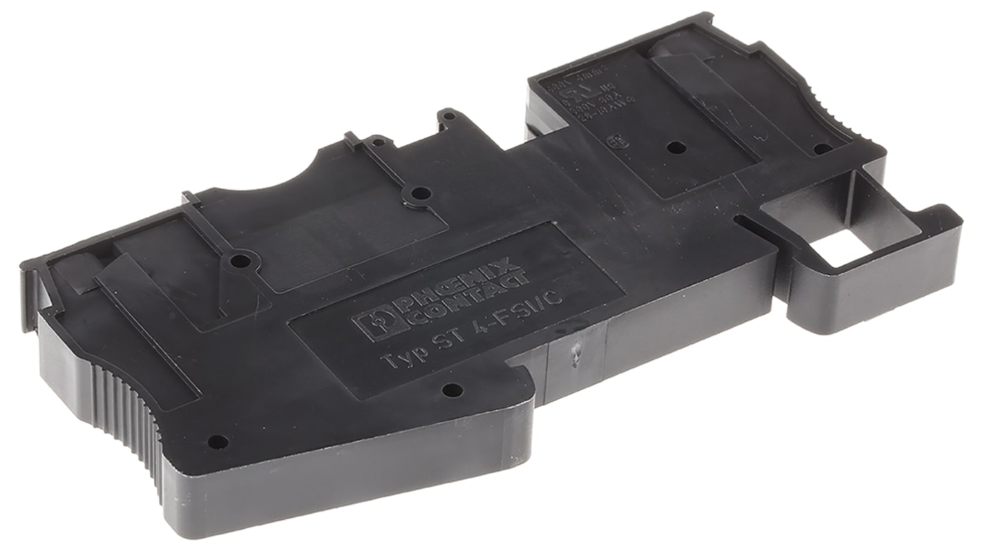 Morsettiera DIN Phoenix Contact 3036372 per fusibile tipo C, 30A. Conforme IEC 60947-7-3, temperatura -60 °C / +105 °C. Ignifugo e sicuro per circuiti industriali.