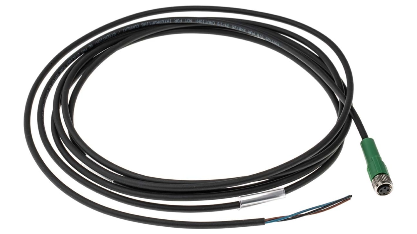 Cavo attuatore sensore Phoenix Contact 1669725, guaina PUR, 3m, M8 Femmina, 48V CA, IP67. Adatto per trasmissione segnali a bassa/media potenza, ideale per linee di produzione e impianti chimici.