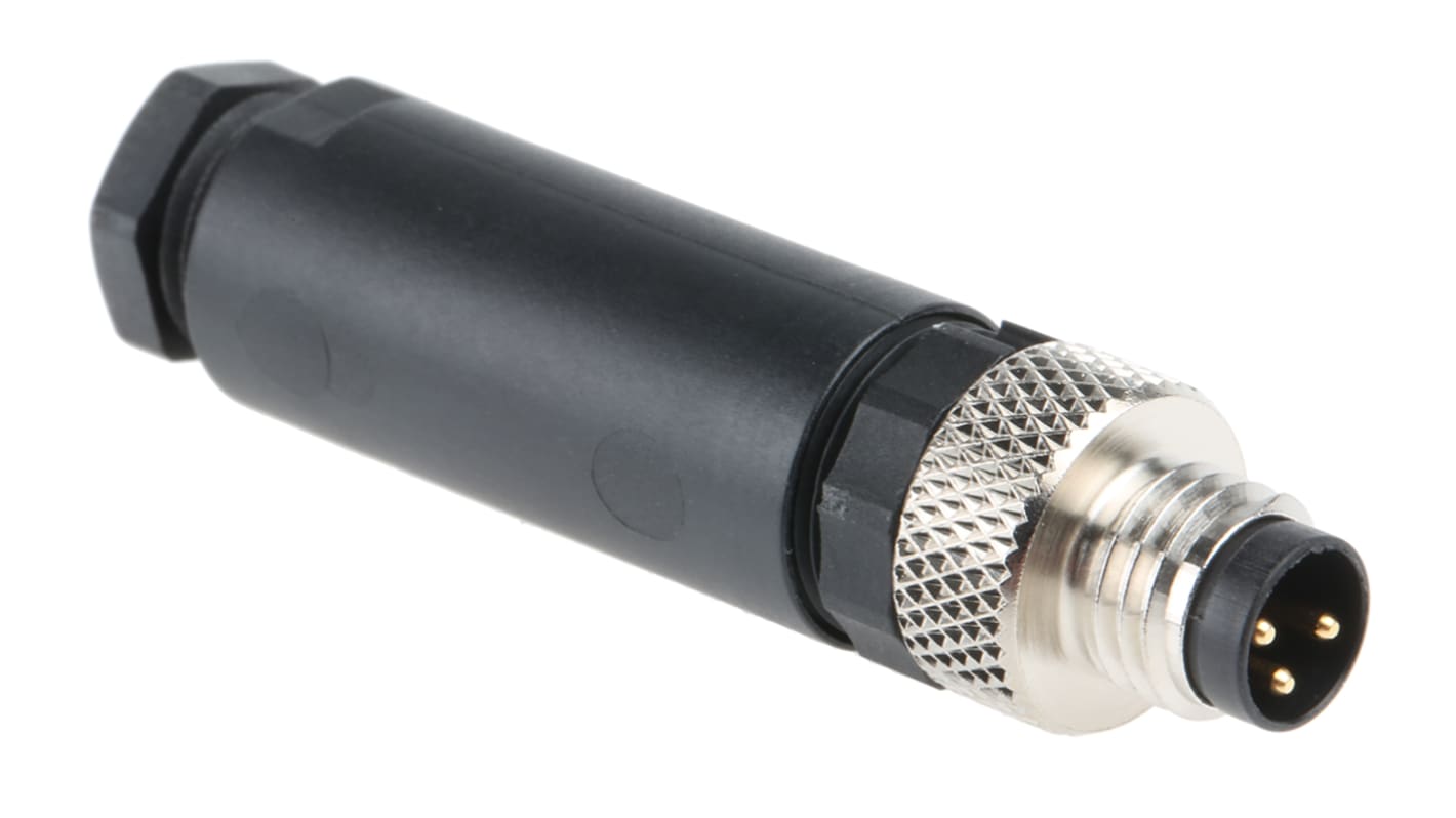 Connettore circolare maschio M8 serie SACC a 3 poli per montaggio su cavo - Phoenix Contact 1501252 - Protezione IP68, resistenza a urti e vibrazioni, terminazione rapida Piercecon. Ideale per sensori e attuatori industriali.