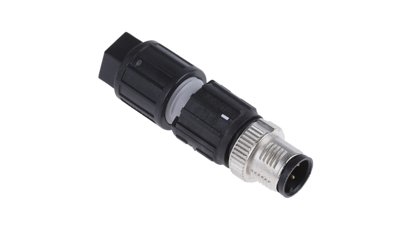 Connettore circolare maschio M12 Phoenix Contact 1521575 - Corrente nominale 4A, sistema di bloccaggio rapido SPEEDCON. Resistente all'acqua IP67, ideale per sensori e motori.