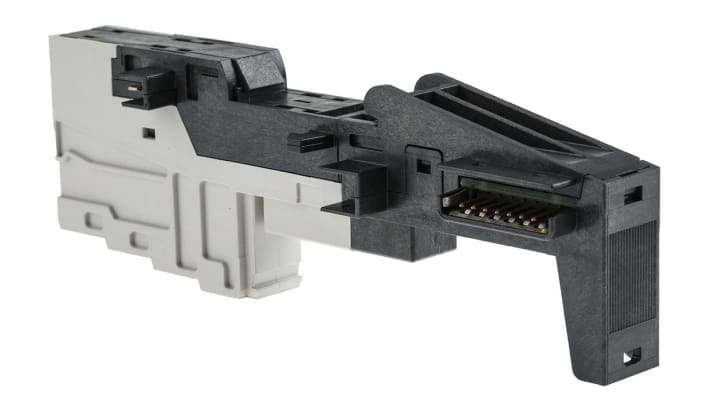 Modulo I/O PLC Siemens 6ES7193-4CC20-0AA0 per serie ET200S, montaggio su guide autobloccanti, compatibile con moduli di alimentazione.