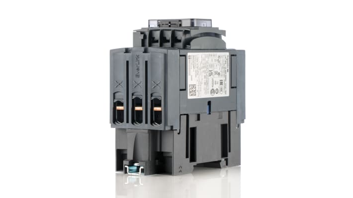 Contattore Schneider Electric LC1D50AP7 3P 22 kW 80A 230V CA per elettrodomestici commerciali e climatizzazione. Materiali riciclati, resistente al calore.