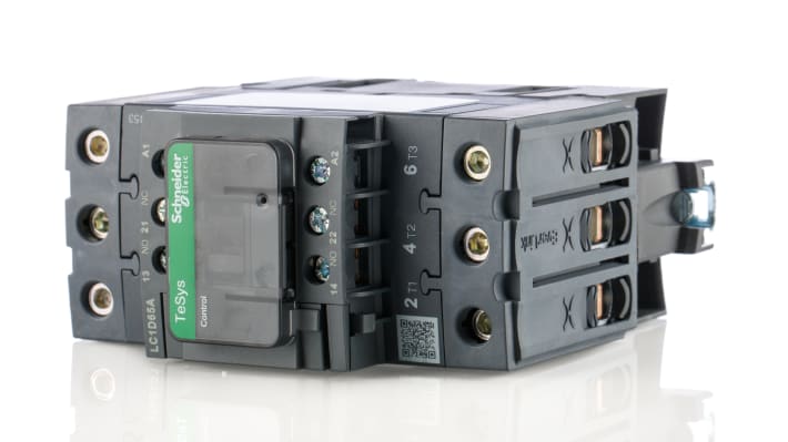 Contattore Schneider Electric LC1D65AP7 3 poli 30 kW 80 A 230 V c.a. - Ideale per applicazioni industriali, durata meccanica 6M cicli, basso consumo energetico.