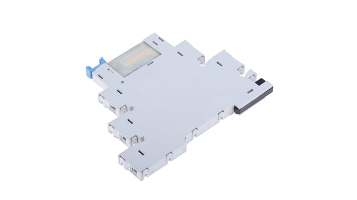 Finder, relè timer multifunzione SPDT per guida DIN, intervallo 0,1 s a 6 h, 24V, 10A, design sottile 6,2 mm.