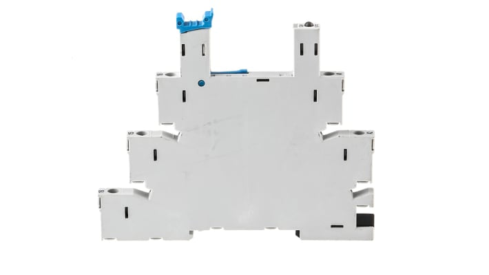 Zoccolo Finder 93.21.0.024 per relè serie 34.51, montaggio su guida DIN, 5 pin, 6A, 250VAC, grado di protezione IP20.