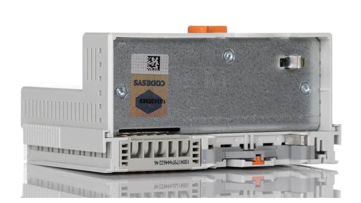 Wago 750-833, CPU PLC serie 753, 24 V c.c., montaggio su guida DIN-35, dimensioni 100 x 71,1 x 50,5 mm.