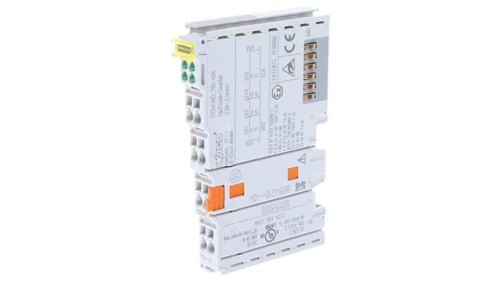 Wago 750404, contatore TM5 con 1 ingresso corrente e 2 uscite digitali, alimentazione 24 V c.c., collegamento a molla.