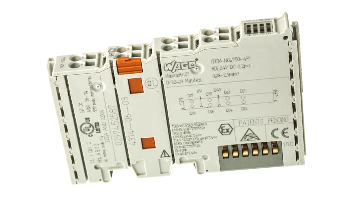 Modulo I/O digitale Wago 750-431, 8 ingressi 24 V CC, compatto 100 x 12 x 67,8 mm, montaggio su guida DIN.