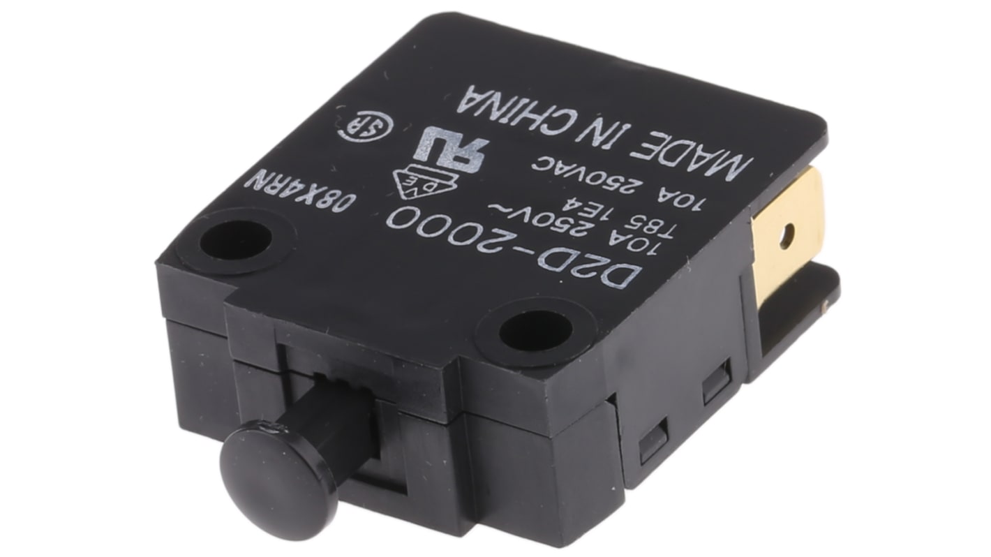 Microinterruttore Omron D2D-2000 SPDT a stantuffo, forza di azionamento 2,94 N, corrente 10 A a 250 V c.a.