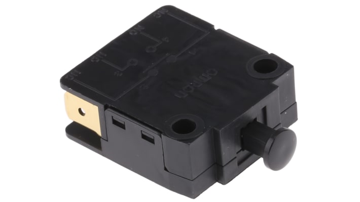 Microinterruttore Omron D2D-2000 SPDT a stantuffo, forza di azionamento 2,94 N, corrente 10 A a 250 V c.a.