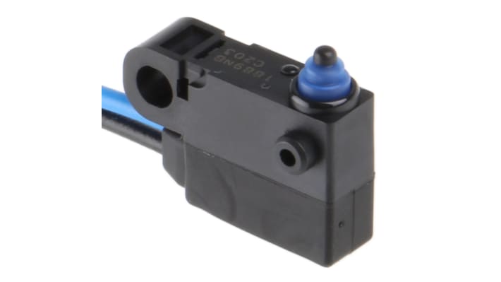 Microinterruttore Omron D2HW-C203MR SPST pre-cablato, sigillato IP67, montaggio a vite, corrente 2 A a 12 V c.c.