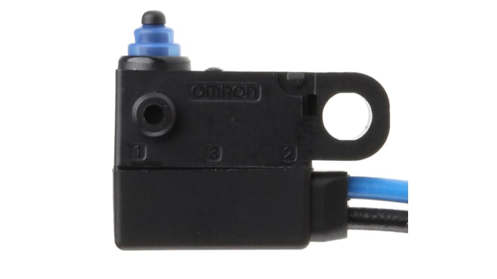 Microinterruttore Omron D2HW-C203MR SPST pre-cablato, sigillato IP67, montaggio a vite, corrente 2 A a 12 V c.c.