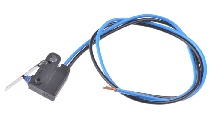 Microinterruttore Omron D2HW-C223MR SPST pre-cablato, sigillato IP67, dimensioni ridotte, forza di azionamento 0,5 N.